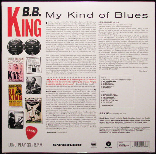 B. B. King – My Kind Of Blues 180 Gram LP (2014)